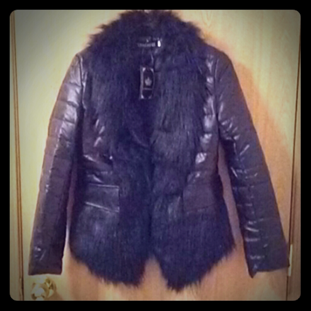 Bolero coat, faux fur, hip-length